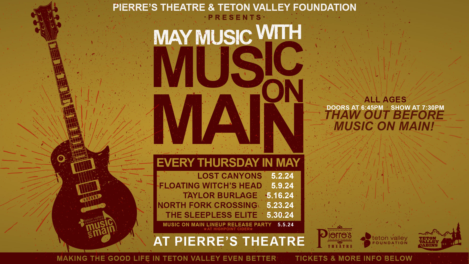 May Music with Music on Main Every Thursday in May at Pierre's Theatre